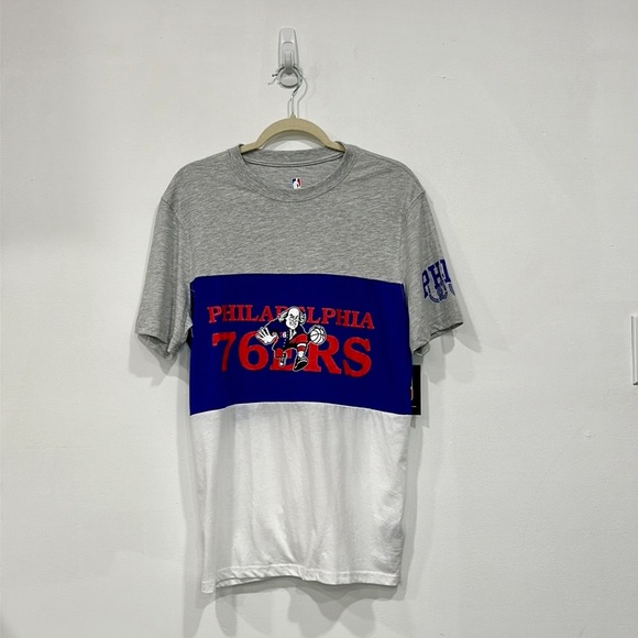 NBA Color Block Ben Franklin Philadelphia 76ers Sixers Tee T-Shirt Size Mens M - Picture 1 of 9
